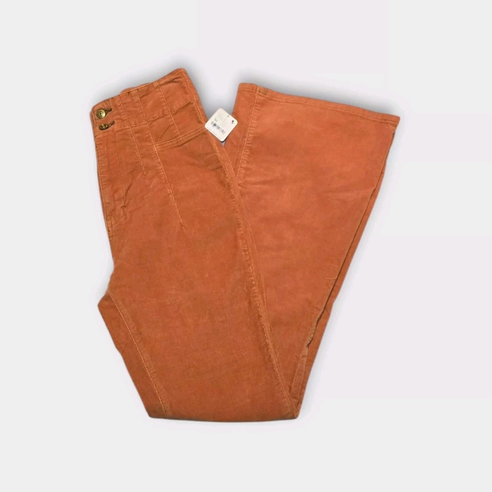 We The Free  Corduroy Pants Jayde Cord High Rise Flare Womens Size 30 Orange
